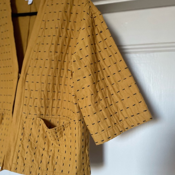 Mustard Yellow Quilted Women's 3/4 length Jacket - Picture 6 of 7